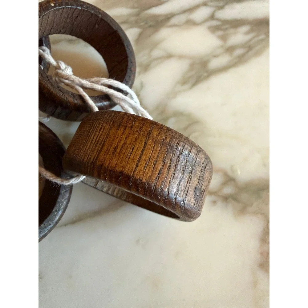 Set of 6‎ Rustic Wooden Napkin Rings Natural Grain Farmhouse Table Decor